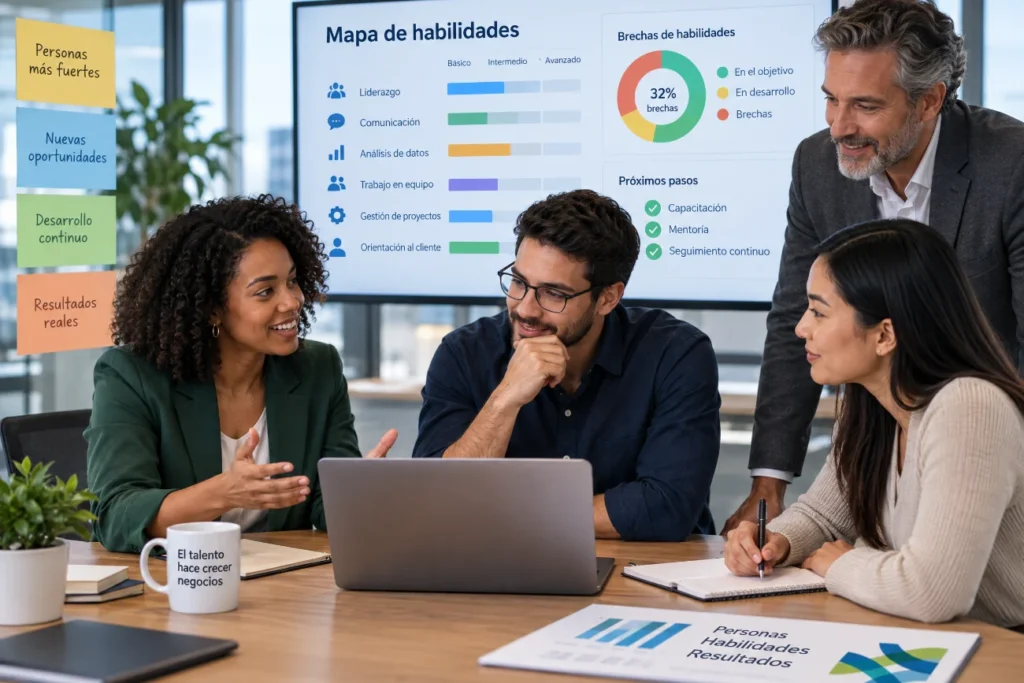 Inventario de habilidades: panel con el mapa de competencias, niveles y brechas del equipo.