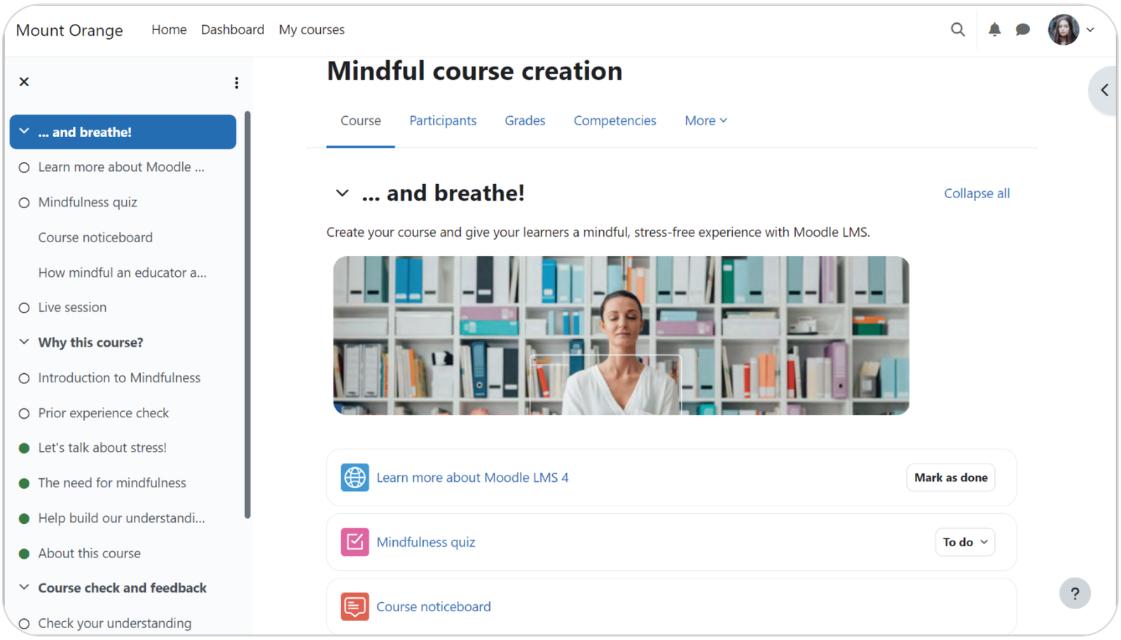 Painel do Moodle LMS