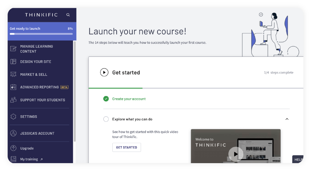 Plataforma Thinkific, LMS fácil de usar para criação e venda de cursos online